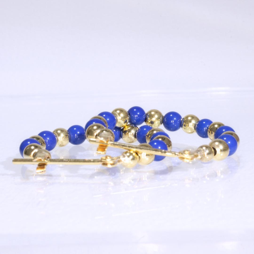 K18YG 18金 　フープ　わっか　750イエローゴールド　ピアス ブルー