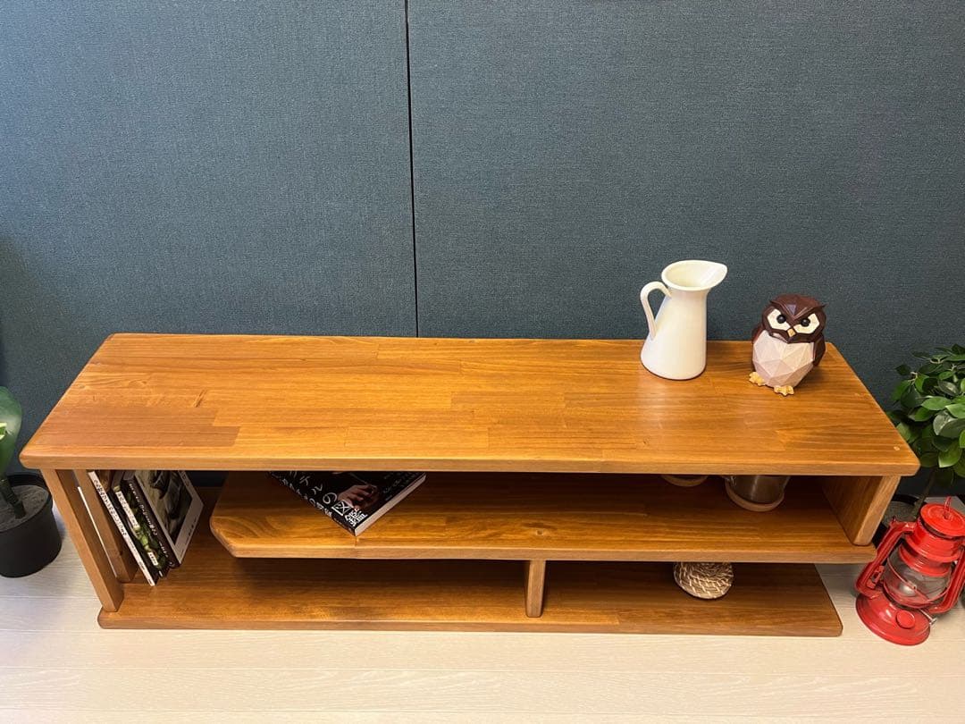 【送料無料】 テレビボード 棚板付き 縦格子型 シェルフ オーク 120cm