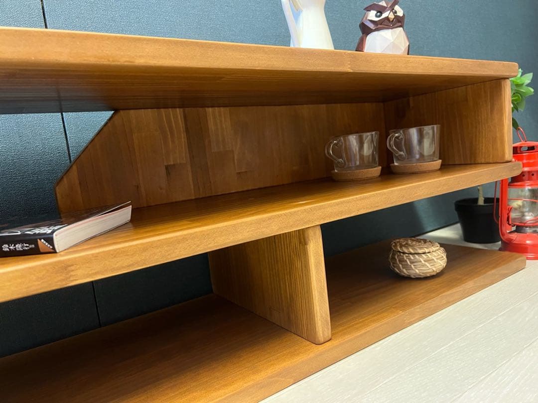 【送料無料】 テレビボード 棚板付き 縦格子型 シェルフ オーク 120cm