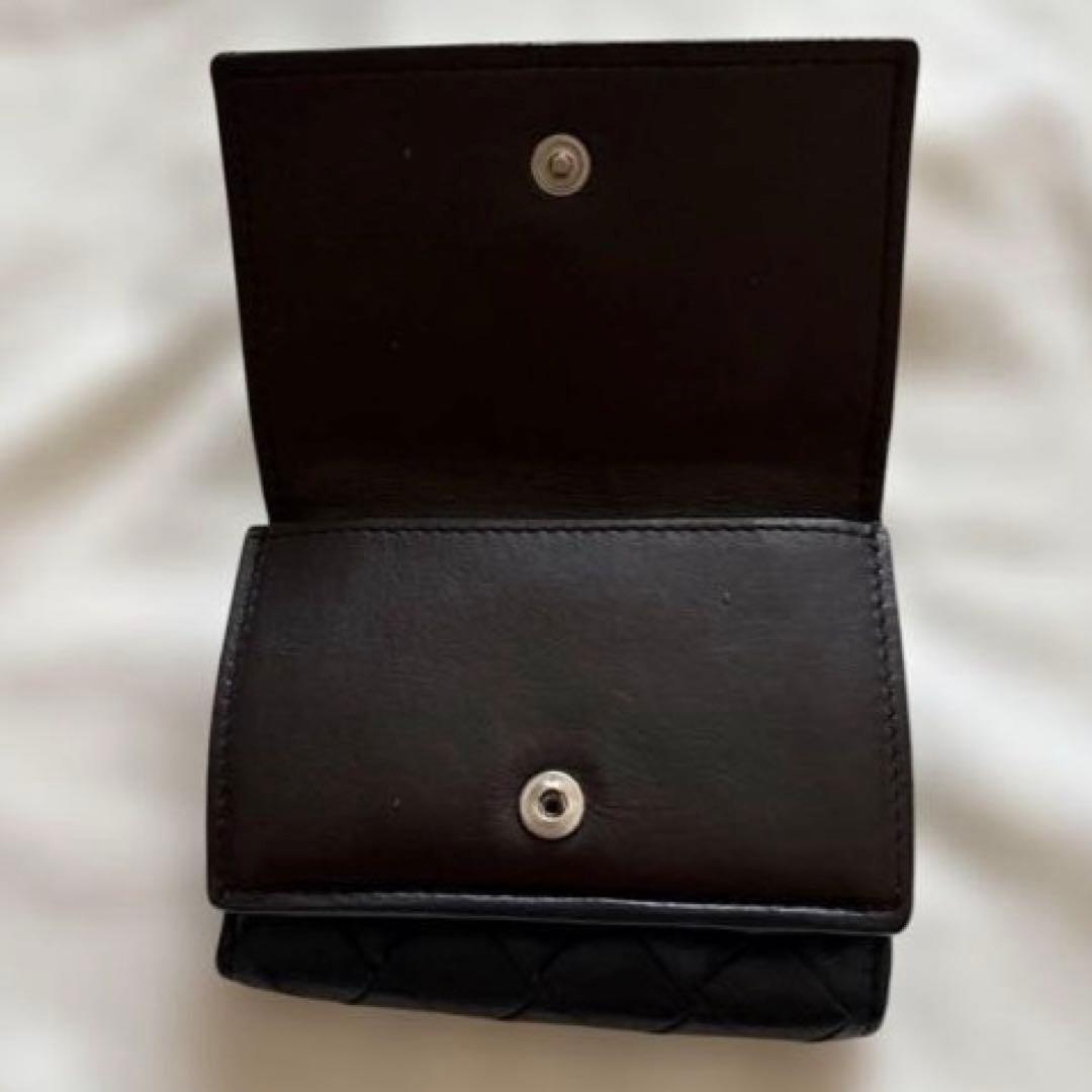 ボッテガヴェネタ　イントレチャート 三つ折りウォレット　ネイビー　ブラウン