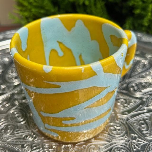 ハネンさんのカラフル陶器　プレート約22cmとマグカップセット　サパJT