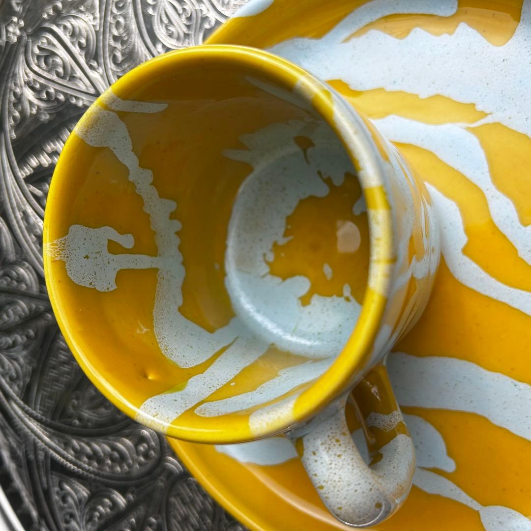 ハネンさんのカラフル陶器　プレート約22cmとマグカップセット　サパJT