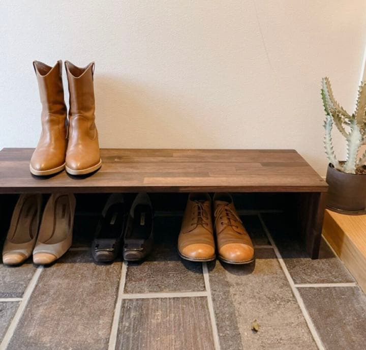 木目の綺麗なコの字ラック/シューズラック