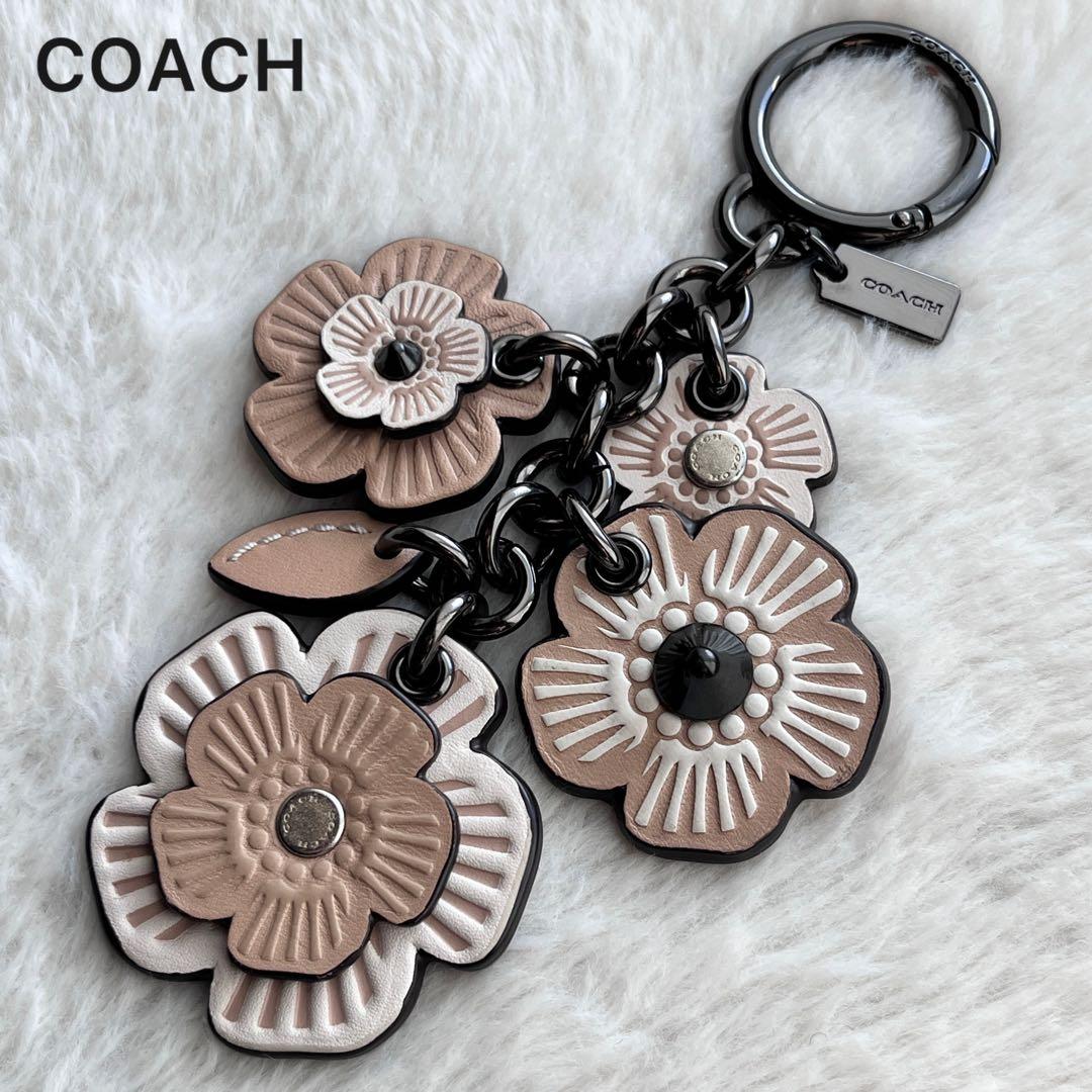 極美品✨COACH ティーローズ バッグチャーム　キーリング キーホルダー