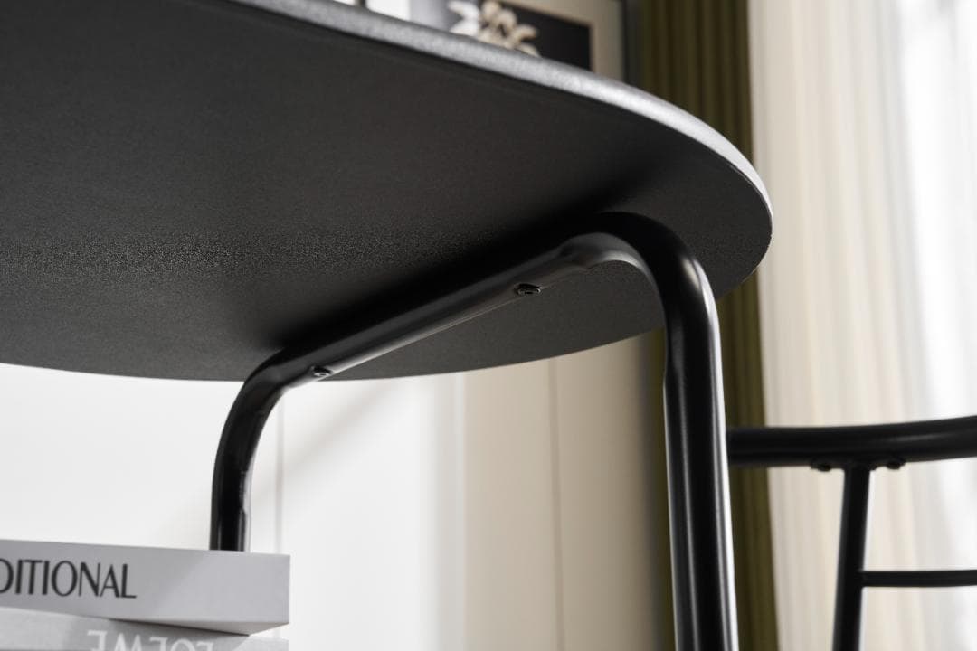 新登場！2人掛け円形ダイニング 3点セット　ダイニングテーブル　BLACK