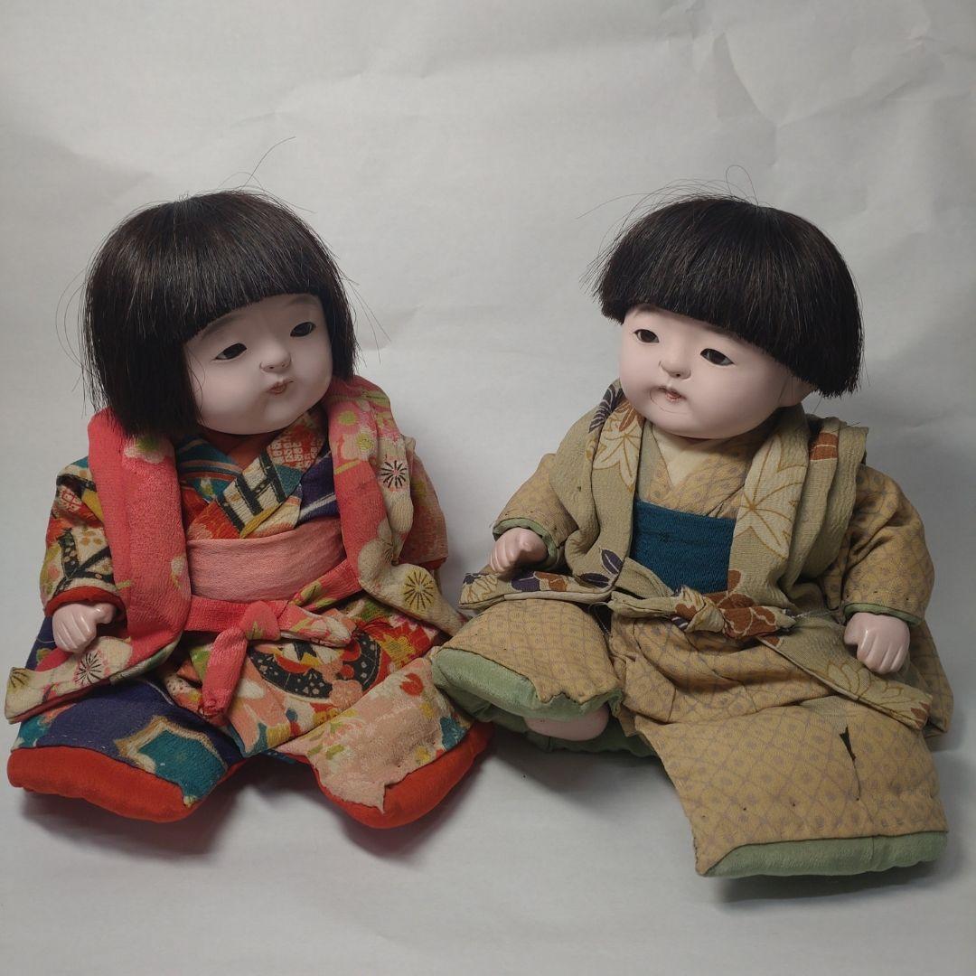 幼人形古布一対・松乾斎東光作
