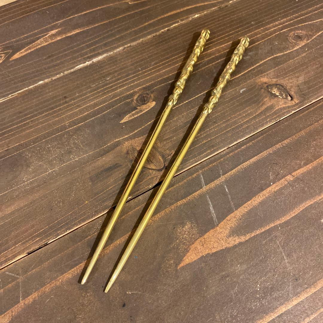 火箸　真鍮製？　昭和　レトロ　火鉢