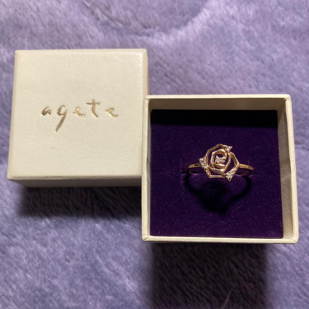 agete k10 透かし薔薇リング