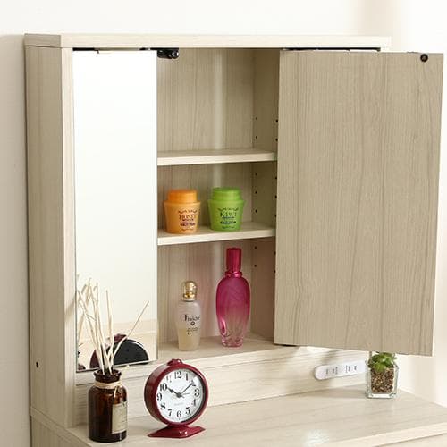 【新品・送料無料】メルル ドレッサー(三面鏡) スツール付き ホワイト 木目調