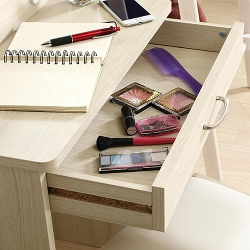 【新品・送料無料】メルル ドレッサー(三面鏡) スツール付き ホワイト 木目調