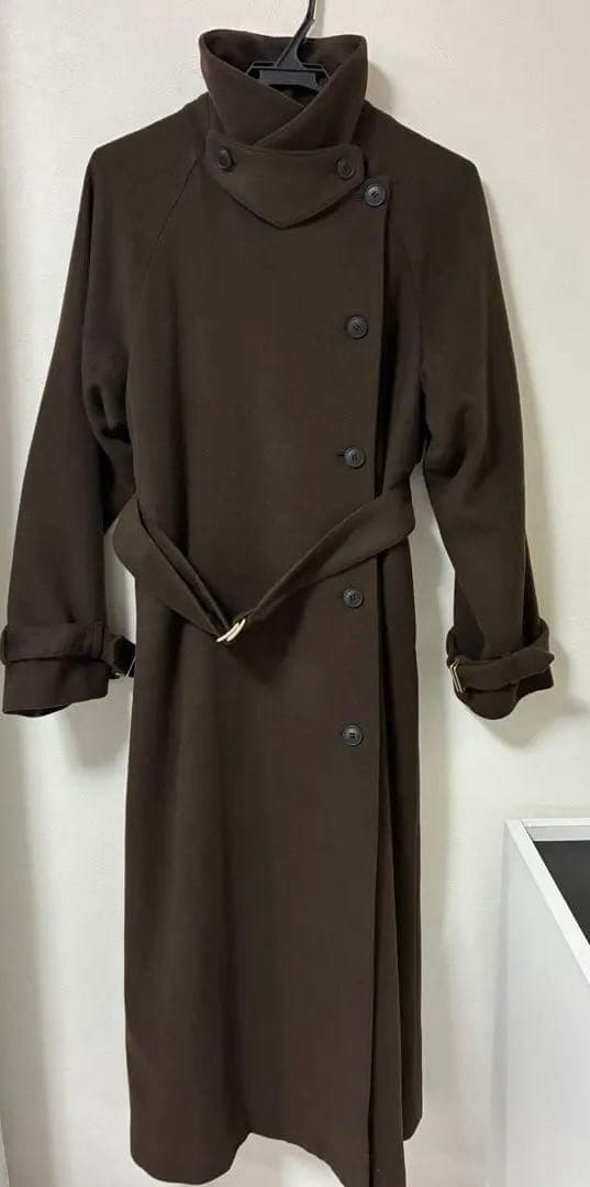 anuans アニュアンスダークブラウン ロングコート ベルト付き