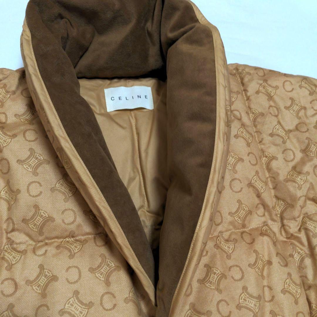 セリーヌ CELINE 羽毛ダウンベスト 肩当て 茶色 羽毛100％