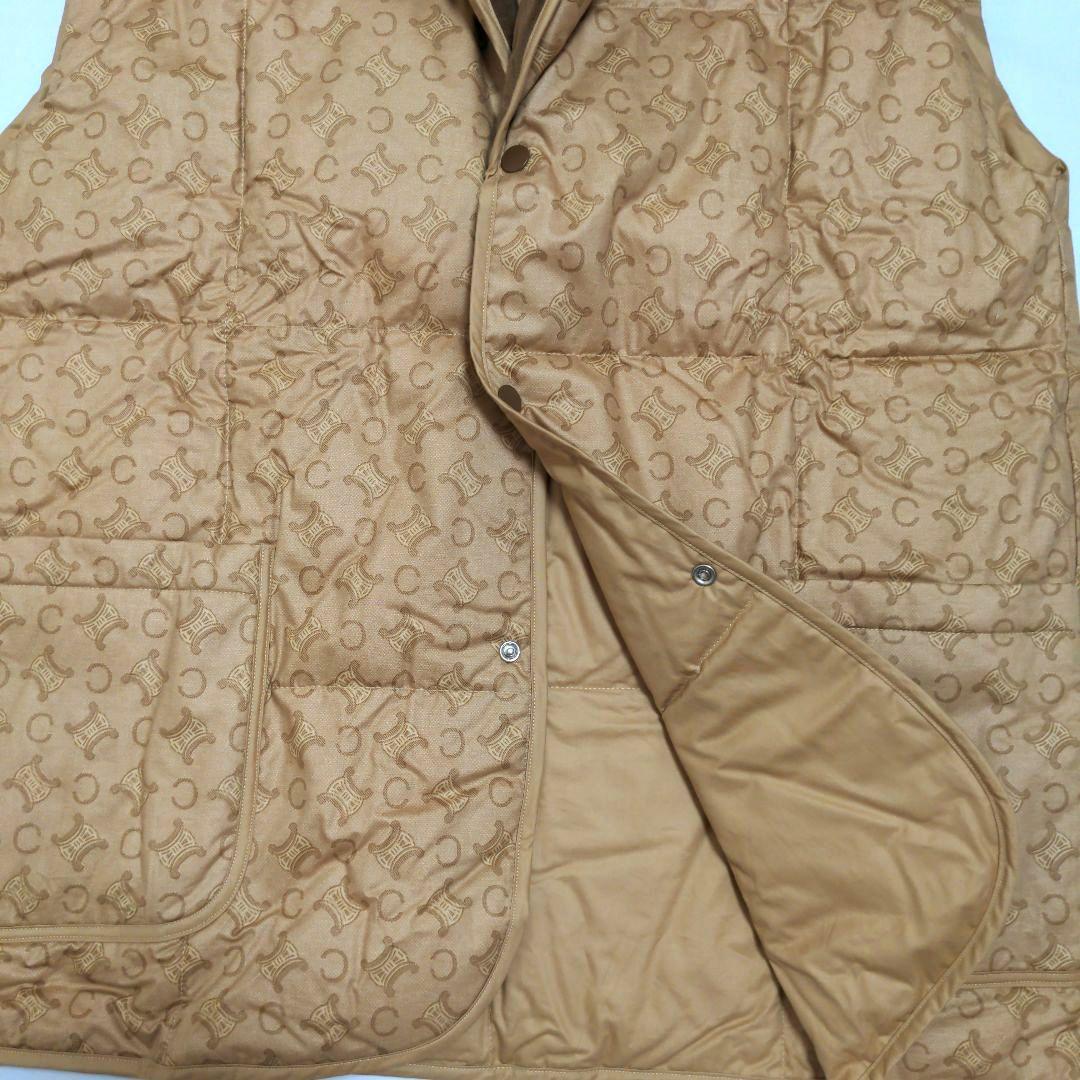 セリーヌ CELINE 羽毛ダウンベスト 肩当て 茶色 羽毛100％