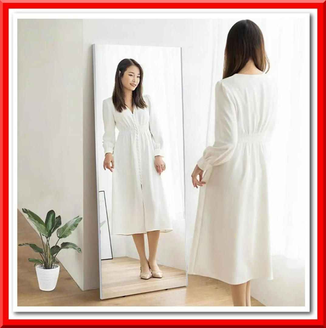 壁掛けミラー 全身 割れない ダンスミラー 超軽量 幅80×高さ160cm（金）