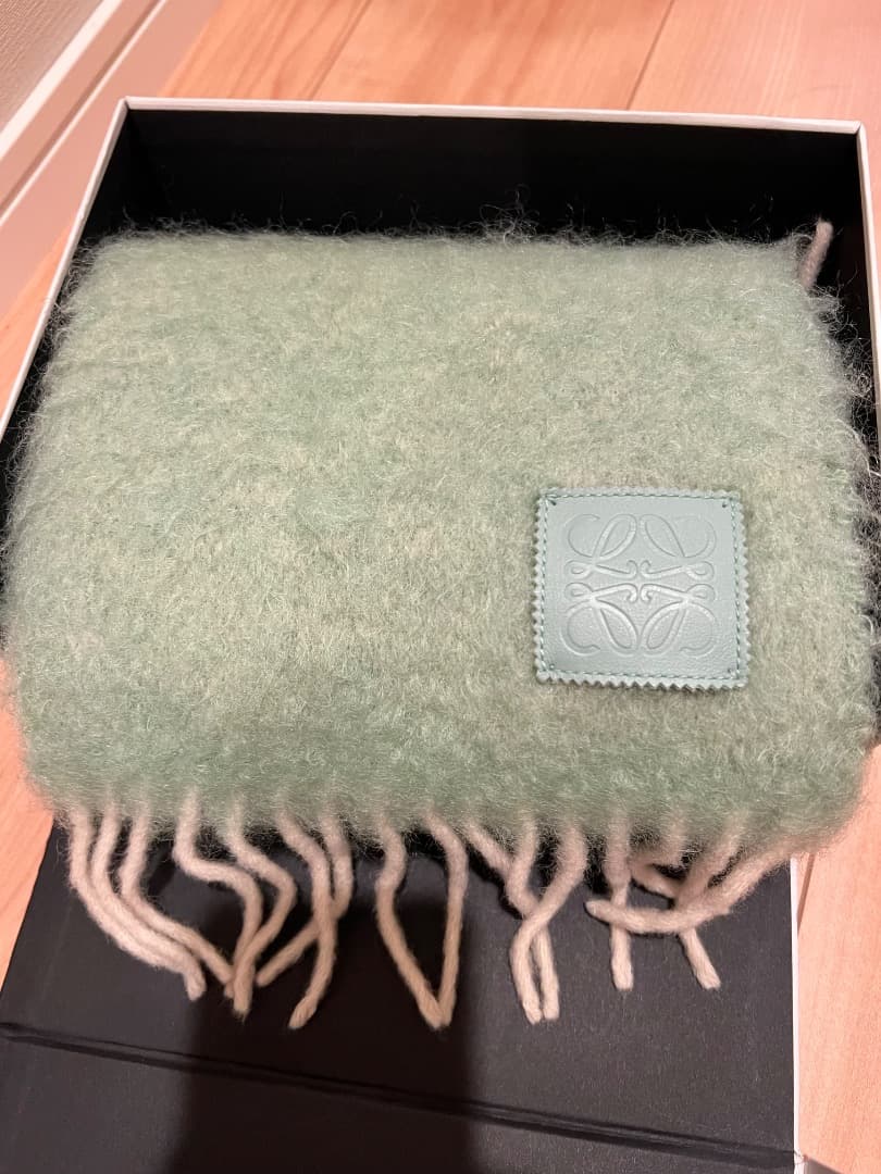 LOEWE グリーン　ターコイズ ミント　マフラー　モヘヤ