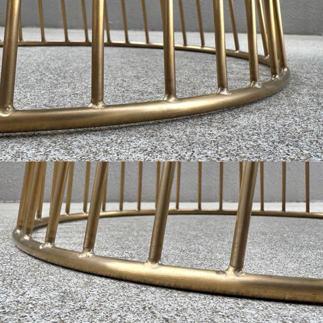 美品✴︎関家具 ラウンド サイドテーブル ガラス天板 ブラス 螺旋 高級 テーブル