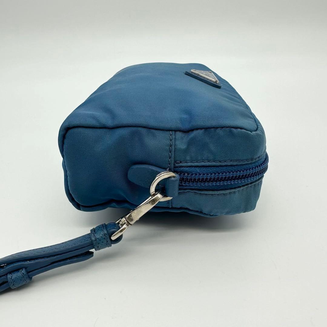 PRADA プラダ テスート ナイロン ポーチ 青 ダークブルー 三角ロゴ