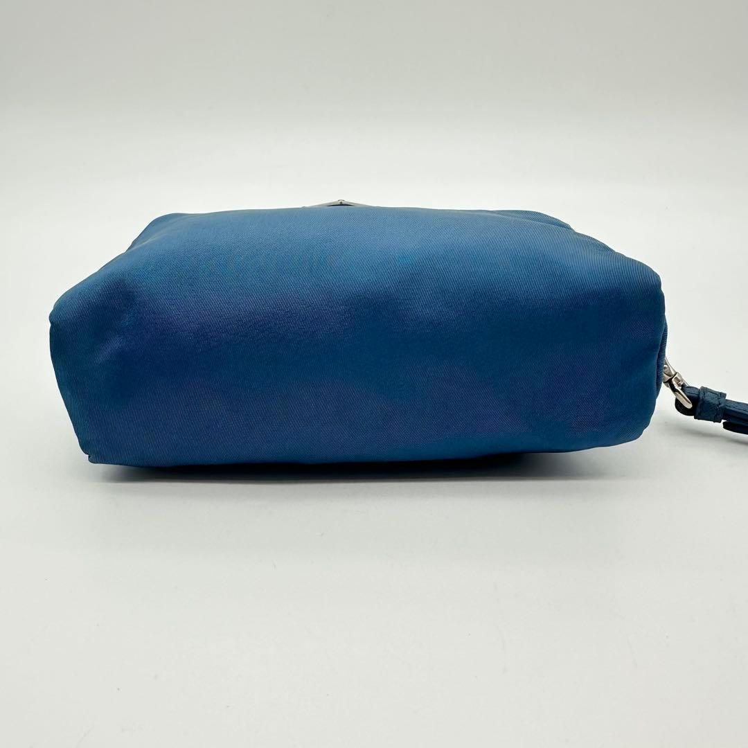 PRADA プラダ テスート ナイロン ポーチ 青 ダークブルー 三角ロゴ