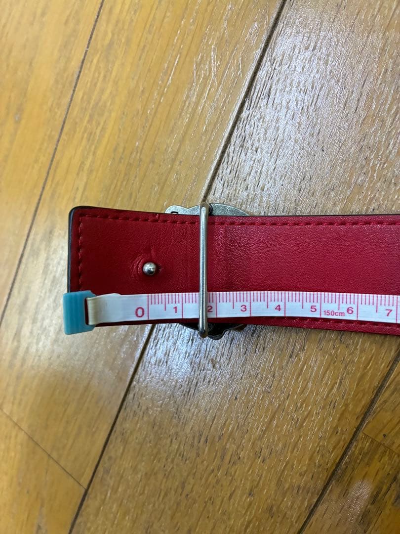 Christian Louboutin レザー ベルト 黒 赤