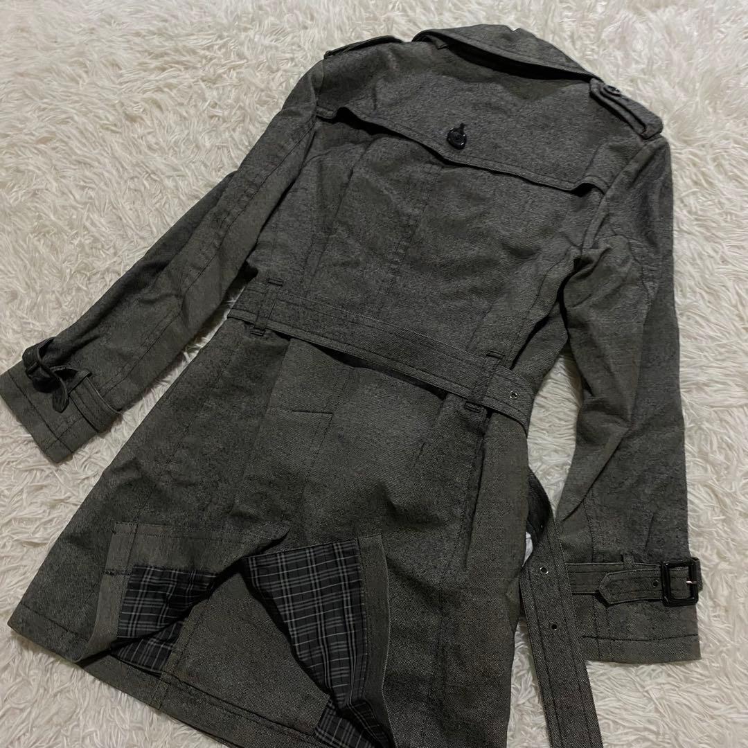 【美品】バーバリーブラックレーベル　トレンチコート　ライナー　ベルト　グレー　S