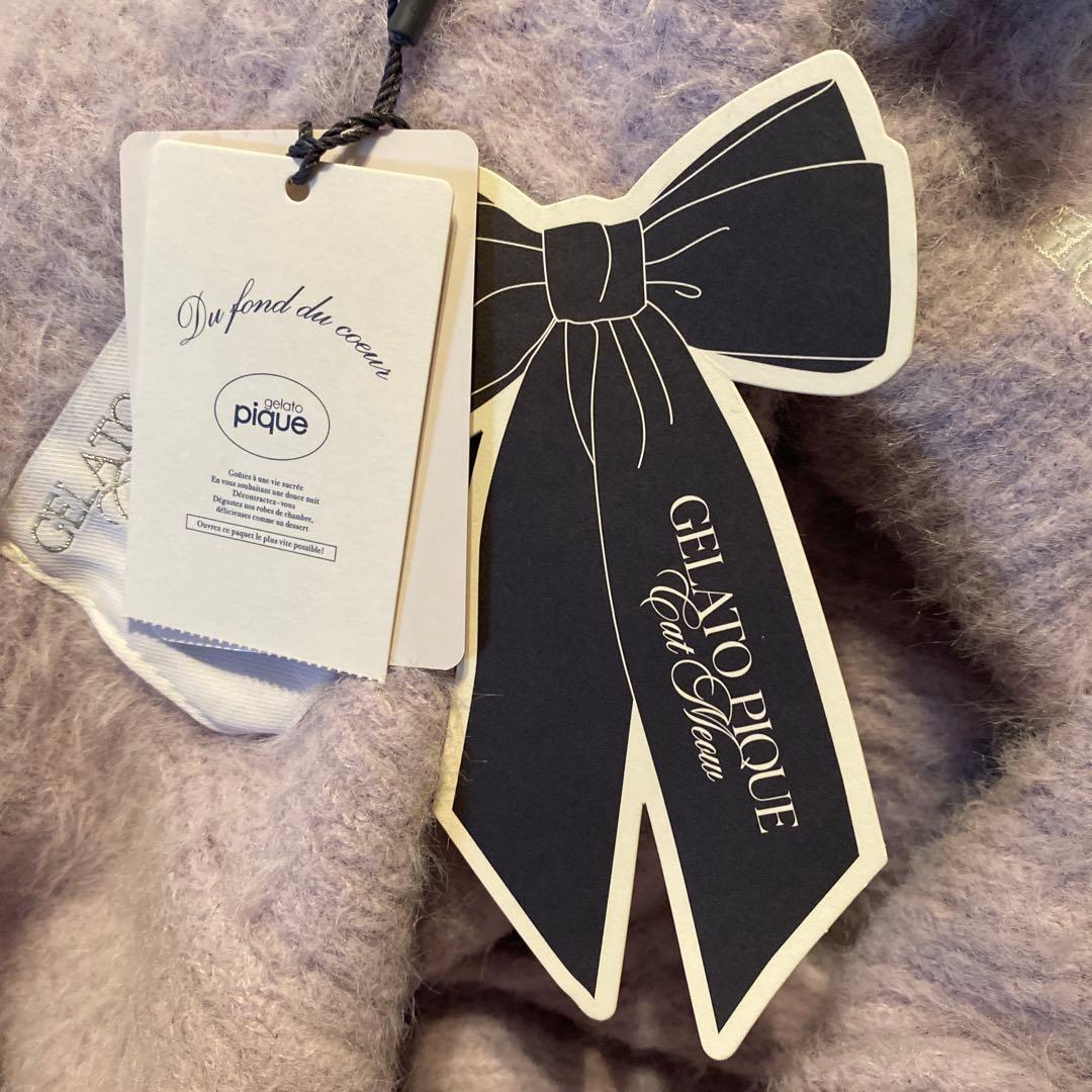 【セットアップ】ジェラートピケ リボンフェザーカーディガン 上下セット