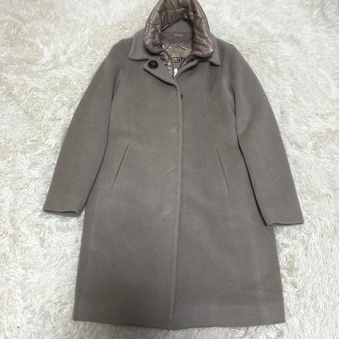 HERNO ヘルノ　ダウン　アンゴラ シルク　ウールコート　襟取外し　2way