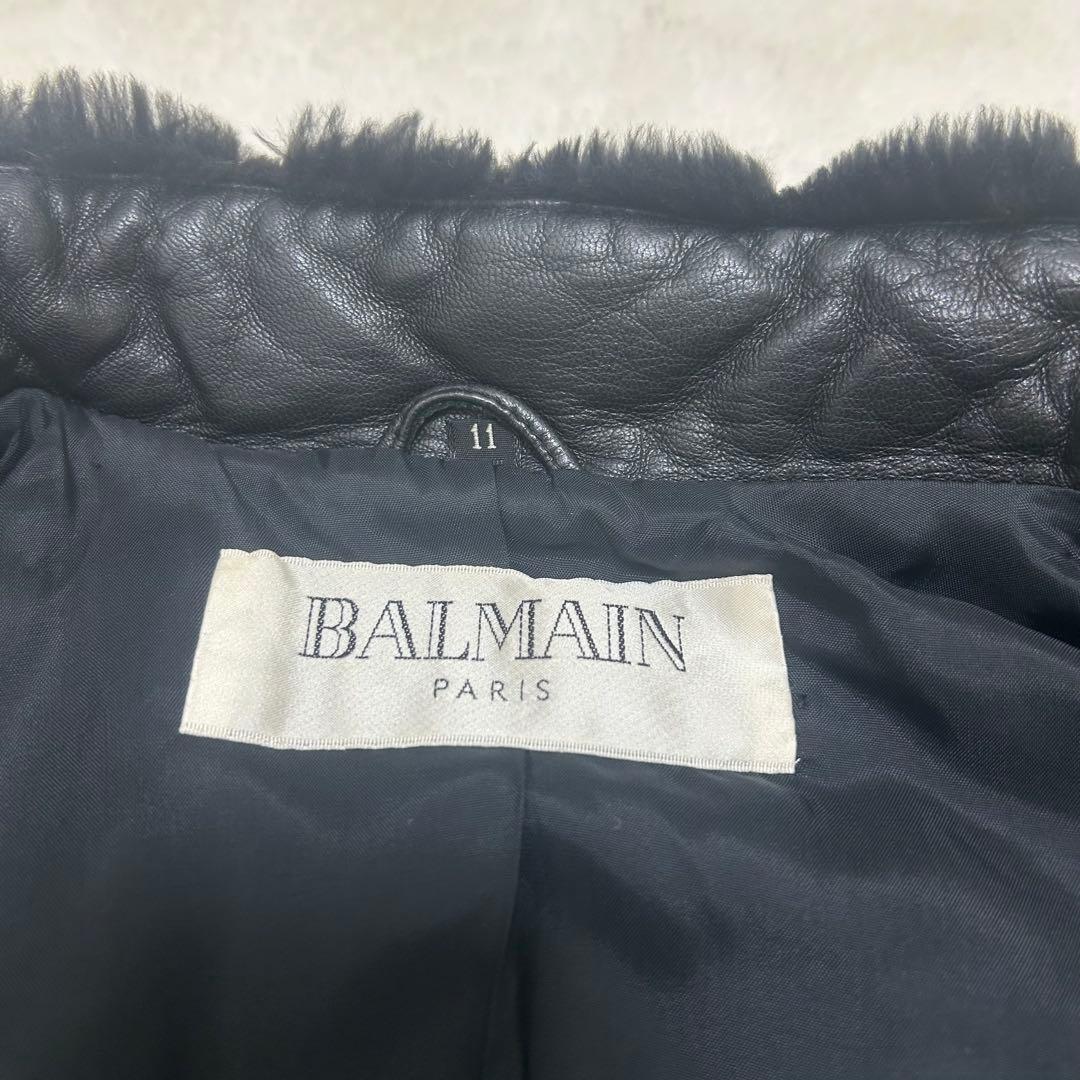 【美品】バルマン ヌートリアファー ラムレザージャケット ブラック Lサイズ
