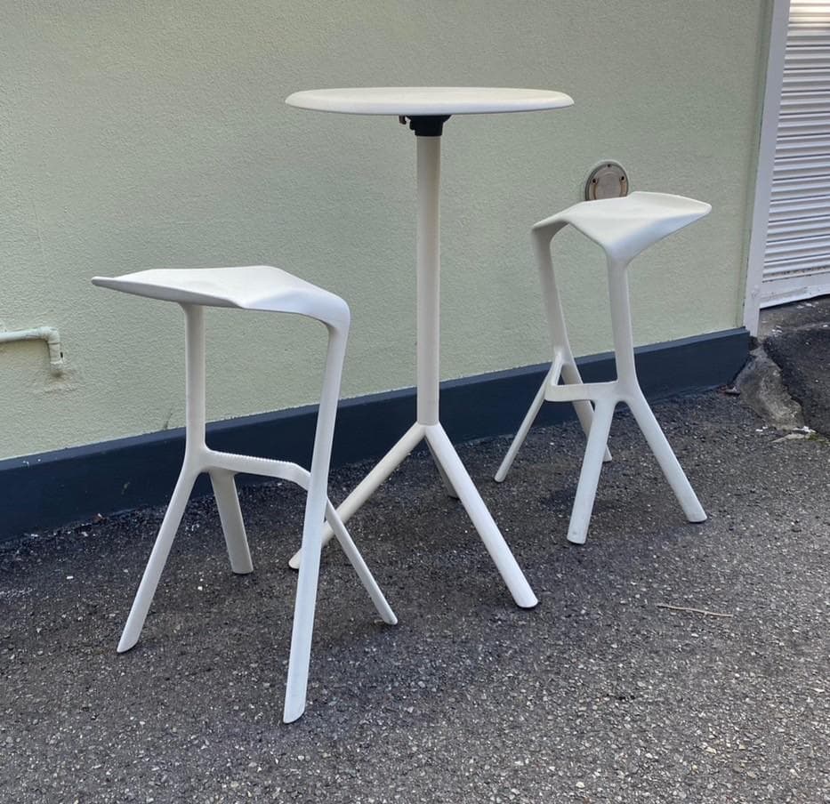 大阪★配送無料エリア有「S183」 PLANK MIURAテーブル&スツール2脚