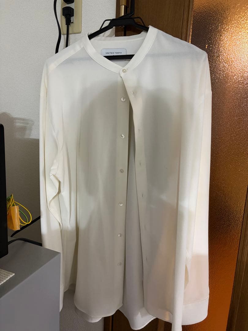 UNITED TOKYO ホワイト長袖バンドカラー　シャツサイズ3
