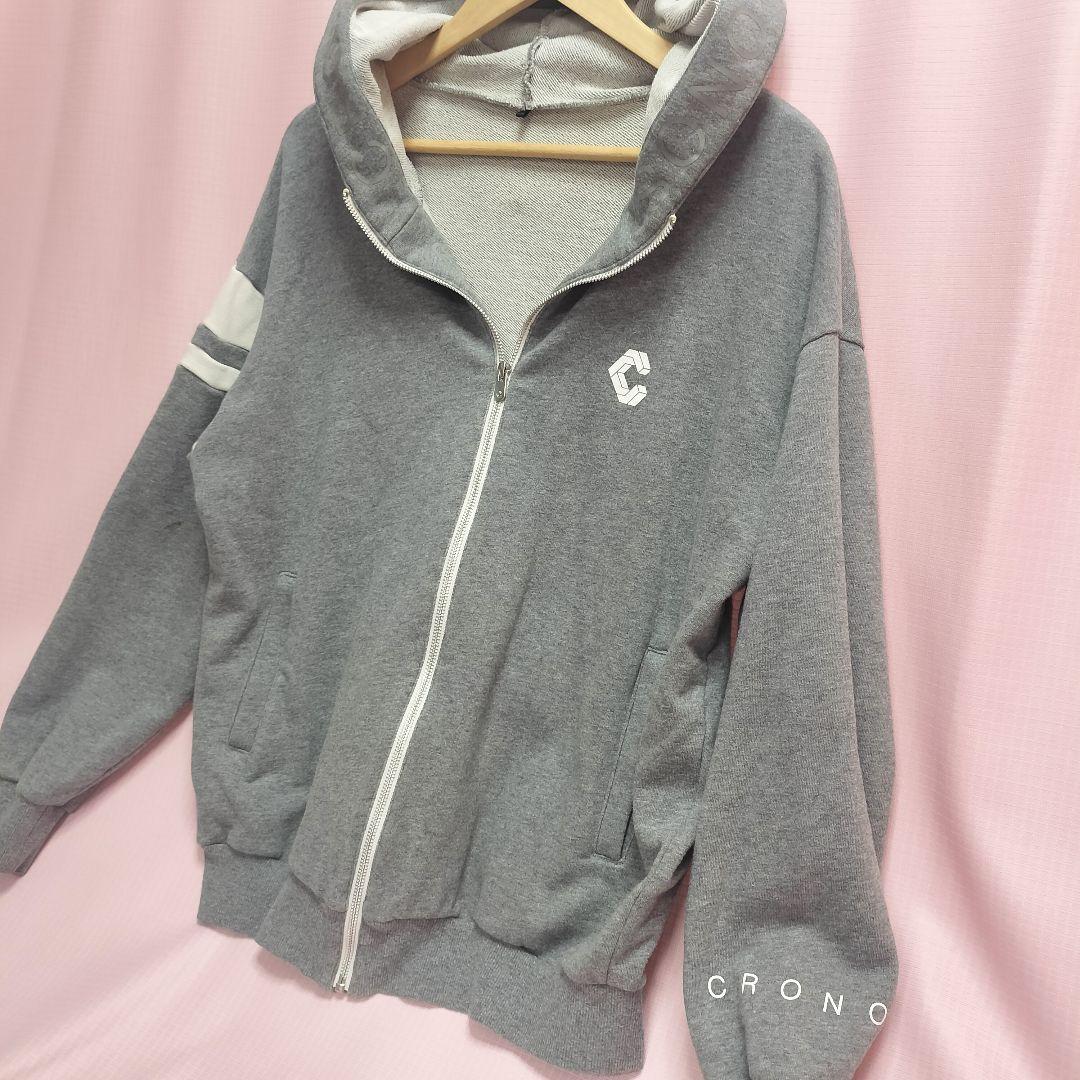 24年製 CRONOC クロノス オーバーサイズジップアップ パーカー グレー