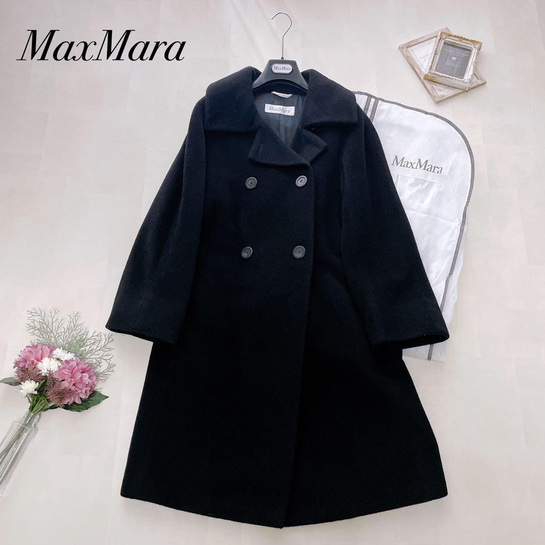 美品✨マックスマーラ 白タグ ダブルブレスト チェスターコート カシミヤ混 38