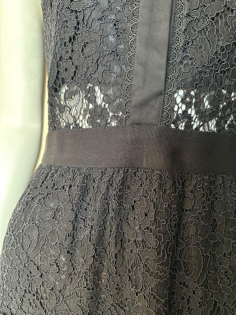 【新品未使用】アリスアンドオリビア総レースワンピース襟ビジュー黒ノースリーブ2