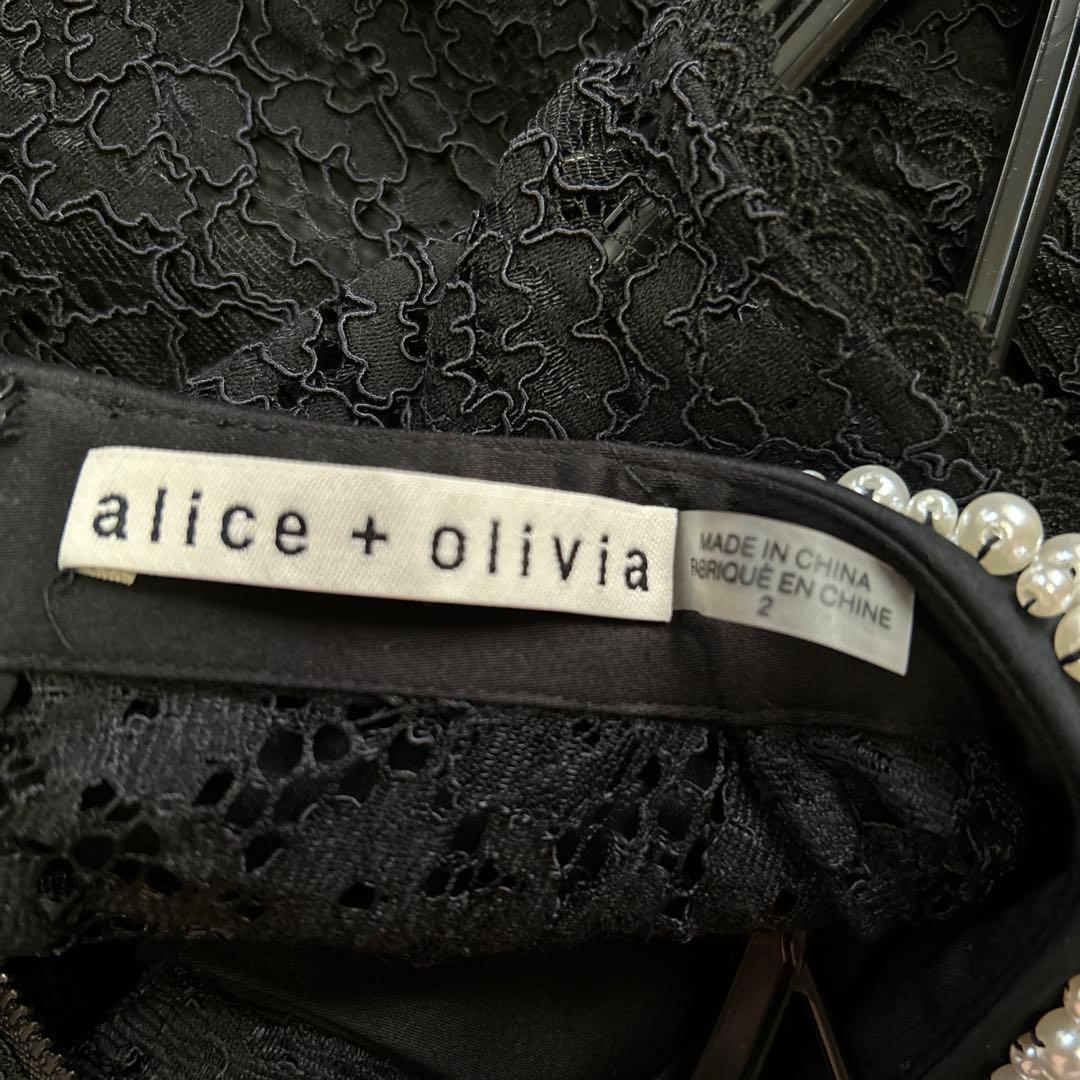 【新品未使用】アリスアンドオリビア総レースワンピース襟ビジュー黒ノースリーブ2