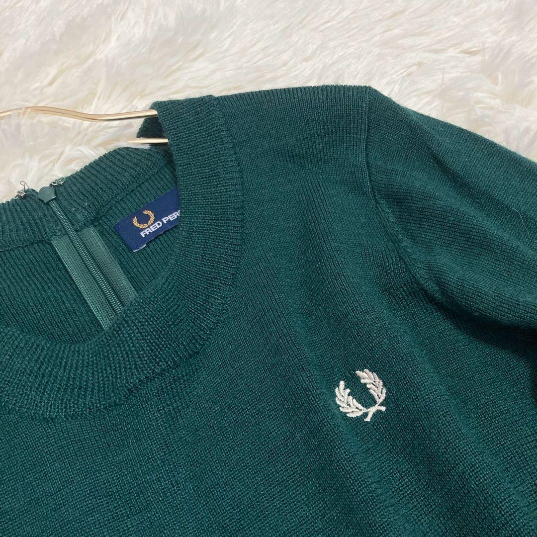 FRED PERRY ニットワンピース グリーン 8 キレイめ フレア オシャレ