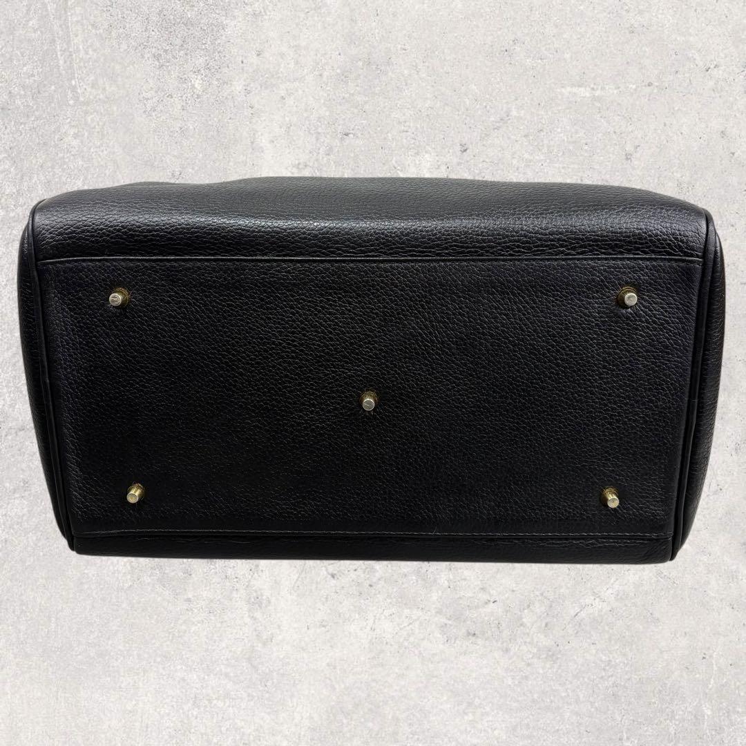 タロちゃんバーバリー ミニボストンバッグ 黒 レザー ノバチェック　シボ