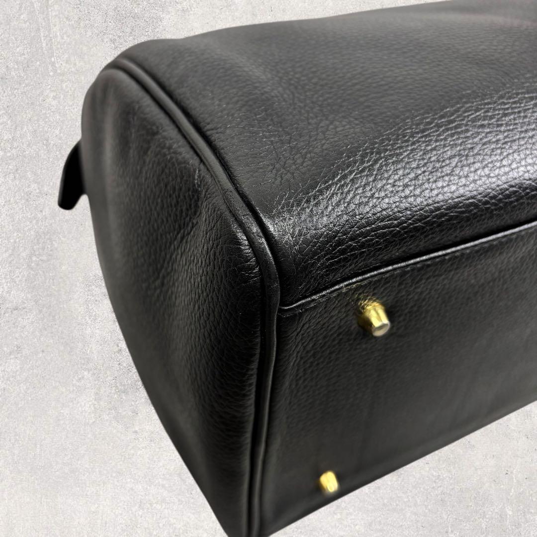 タロちゃんバーバリー ミニボストンバッグ 黒 レザー ノバチェック　シボ