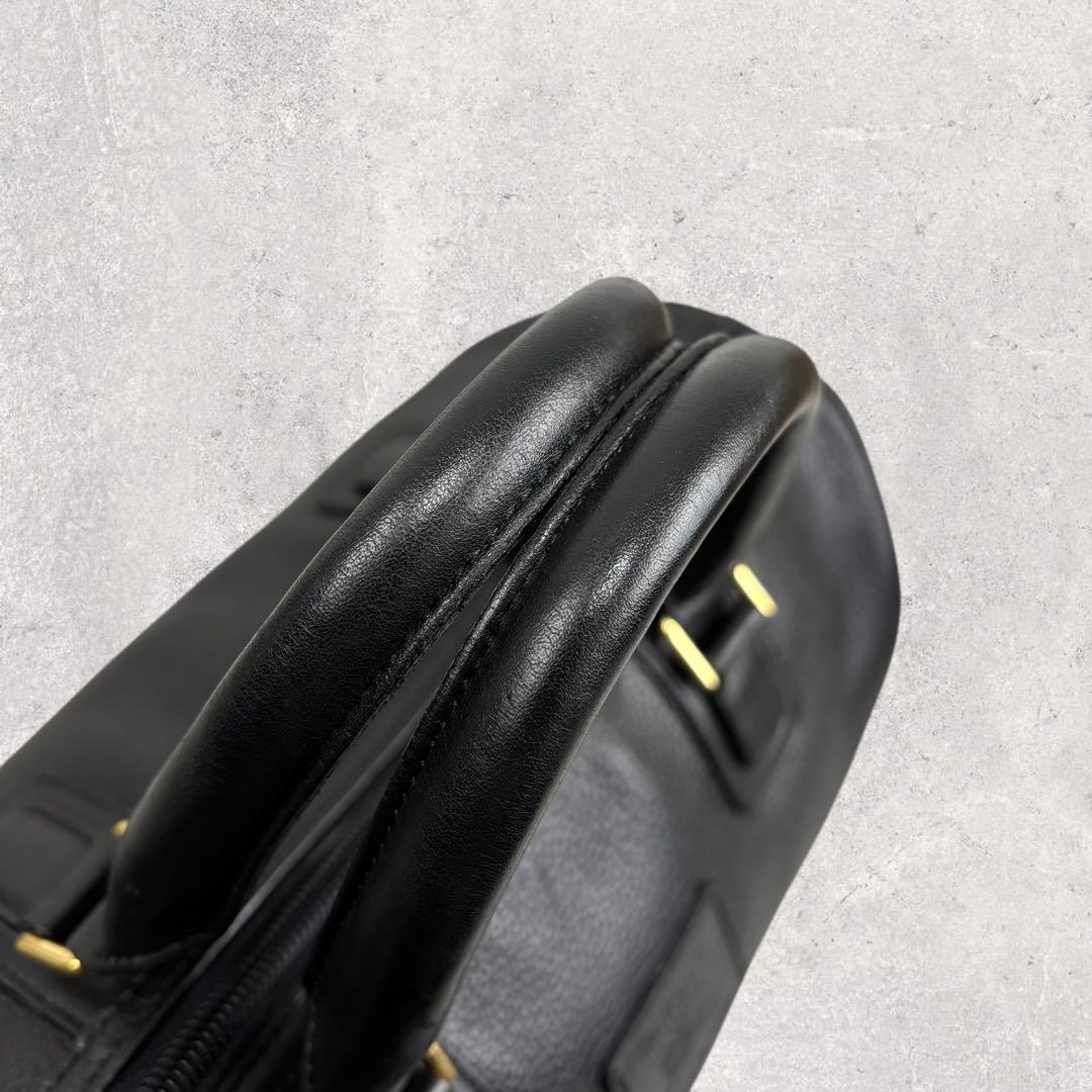 タロちゃんバーバリー ミニボストンバッグ 黒 レザー ノバチェック　シボ