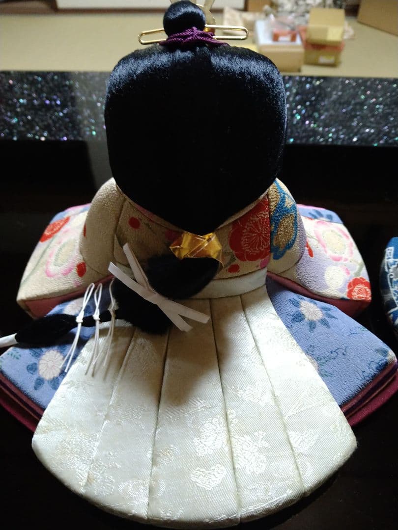 江戸ちりめん　檜扇　親王飾り　木目込み　金屏風