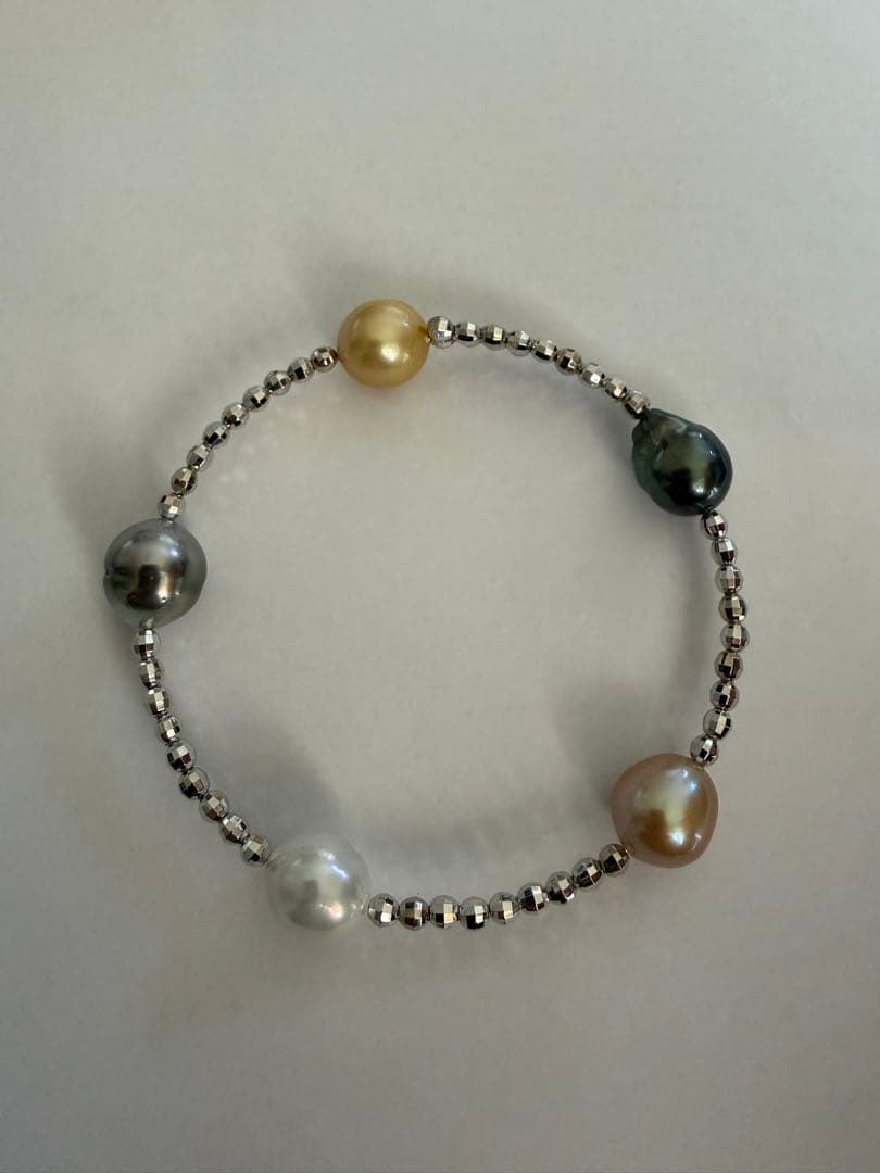 真*美様 南洋白蝶真珠/タヒチ黒蝶真珠パールブレスレット