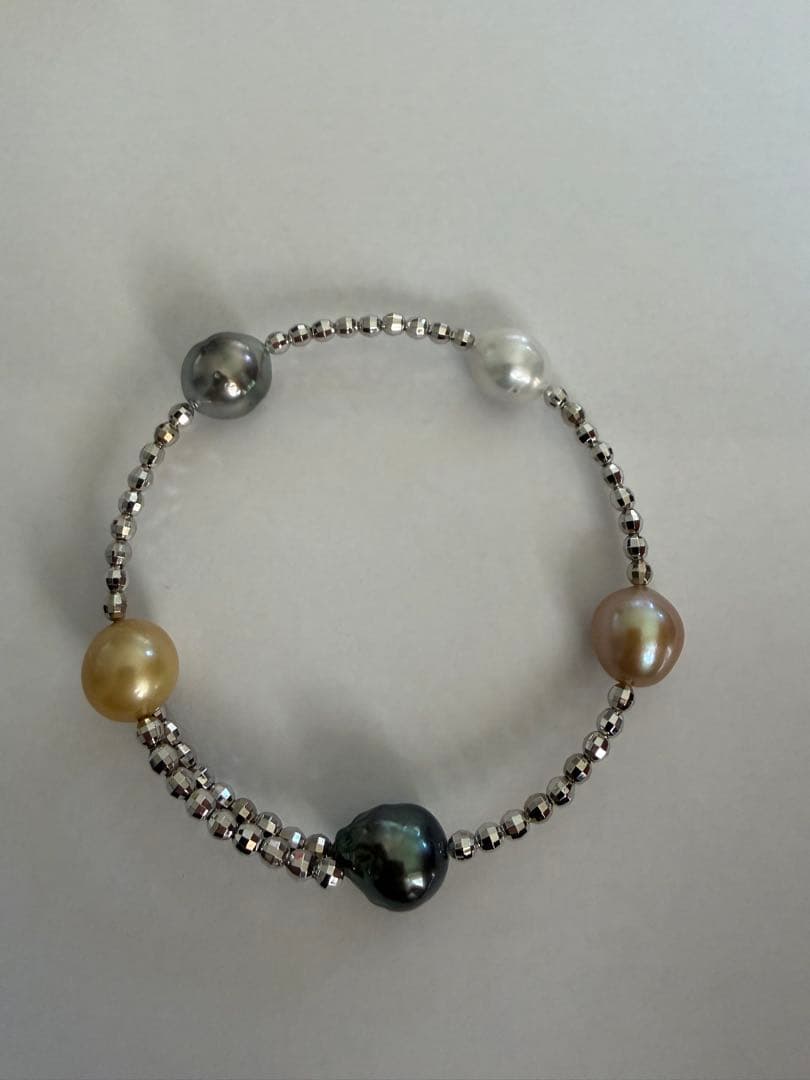 真*美様 南洋白蝶真珠/タヒチ黒蝶真珠パールブレスレット