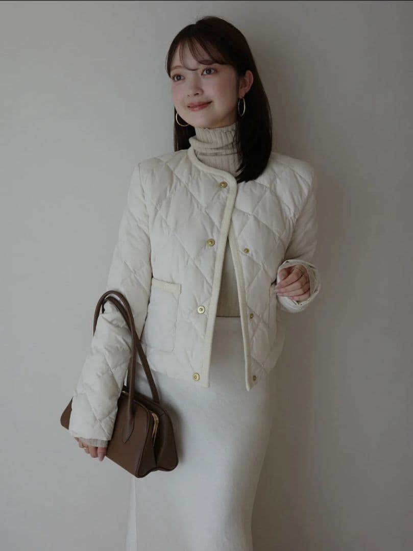 【新品未使用】【TAION×anuans】ノーカラーキルティングショートダウン