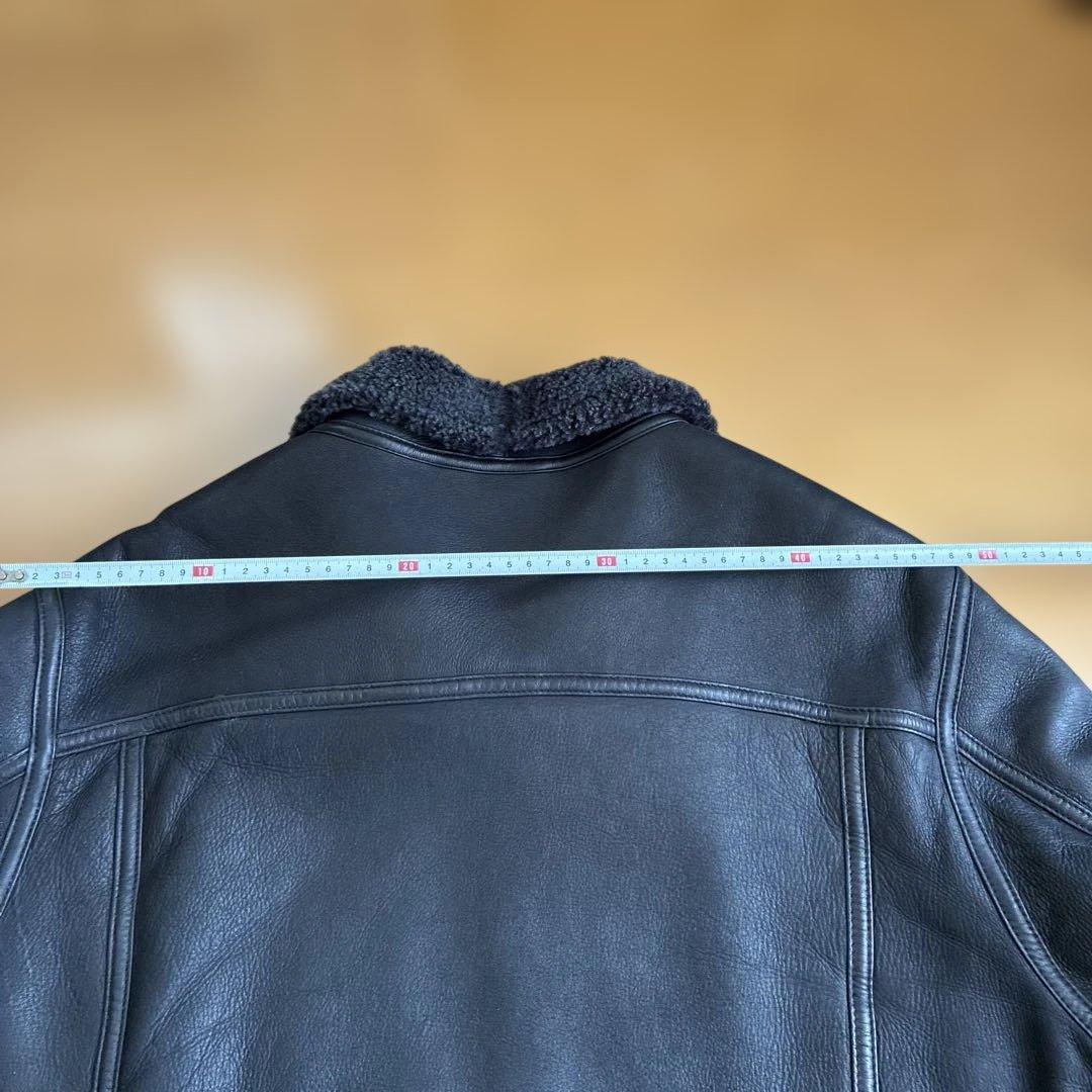 美品■ウィンドアーマー【L】B-3 ムートンジャケット 本革 羊革 ブラック