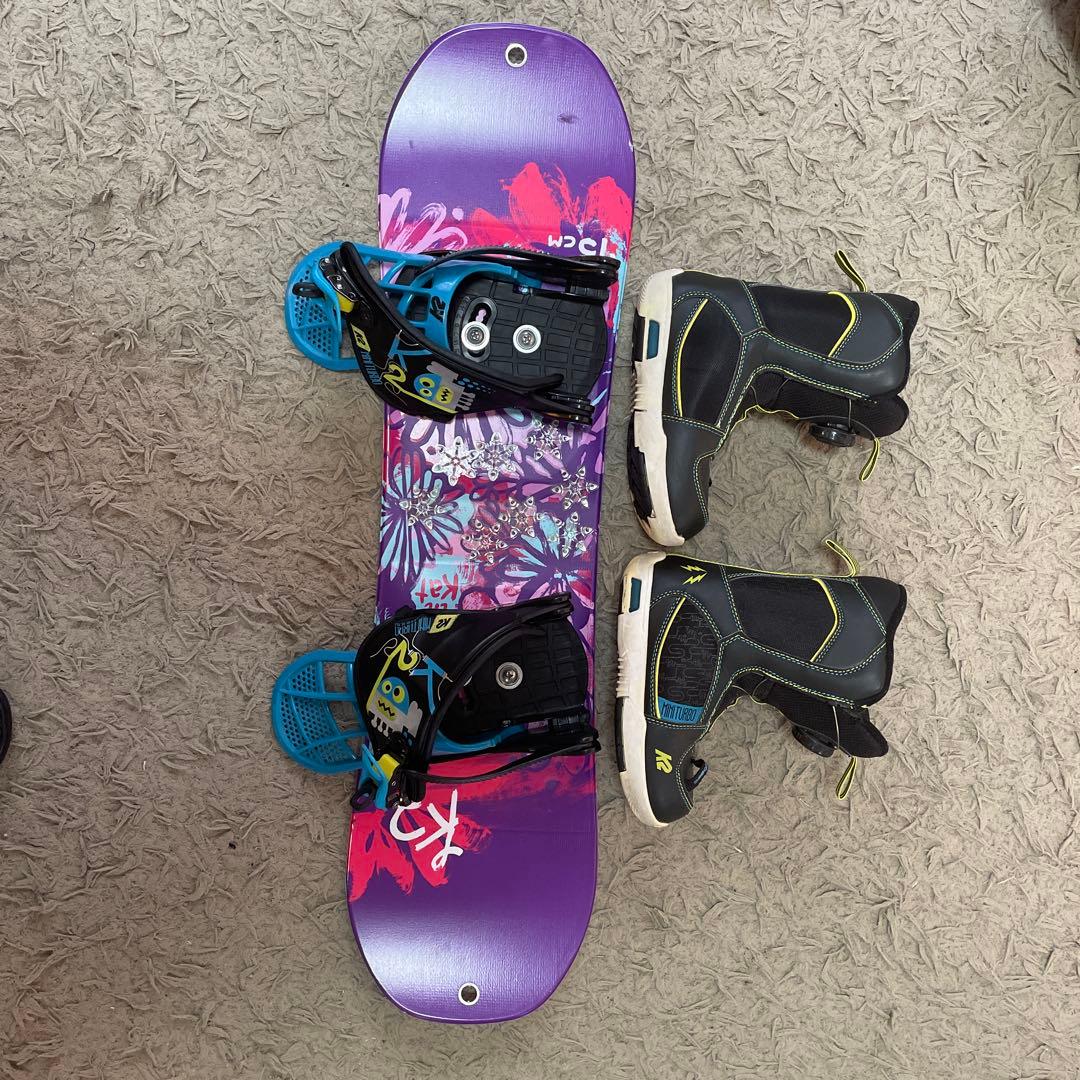 週末値下K2 キッズスノーボード三点セット75cm ブーツ17.5〜19.5cn