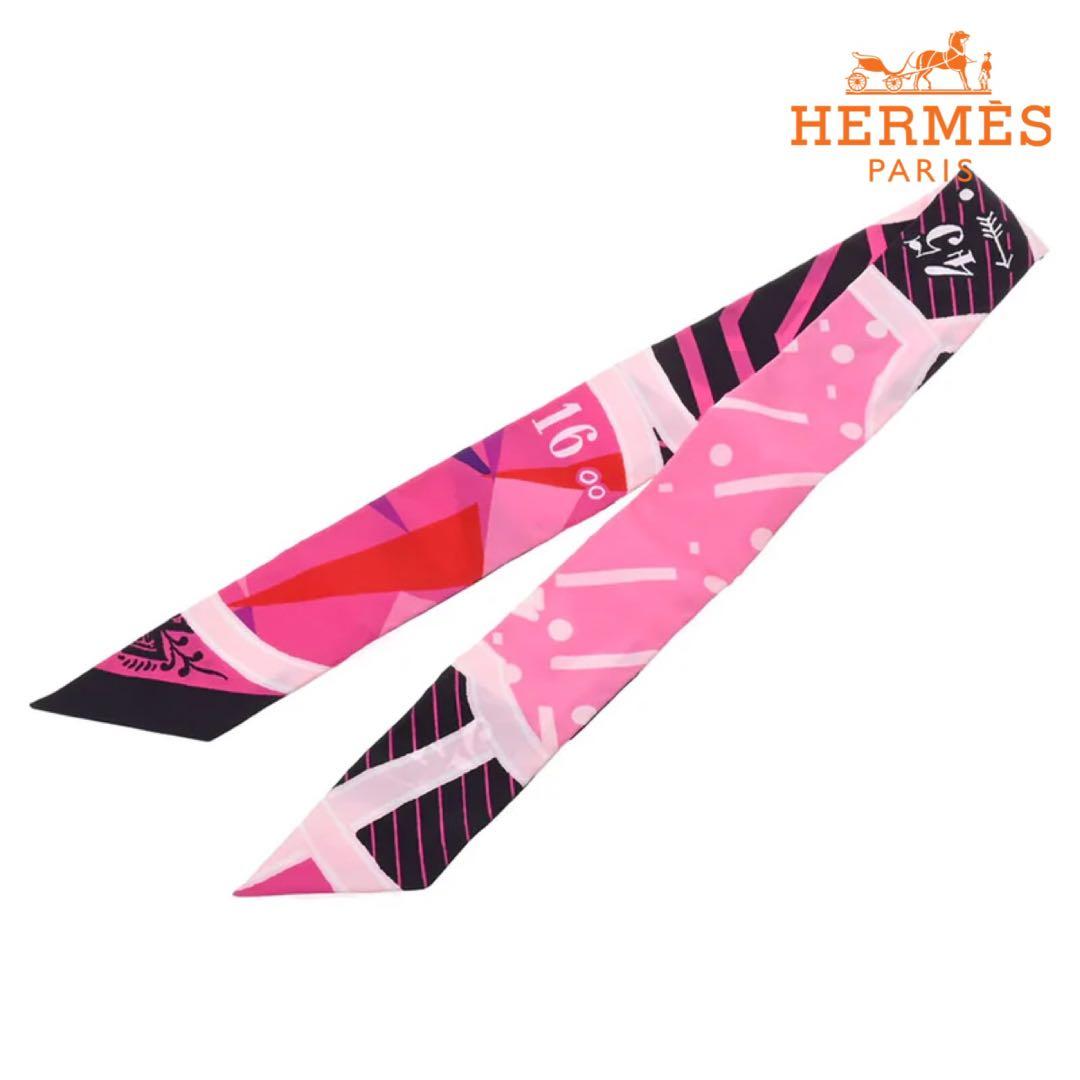 【未使用品】エルメス　ツイリー　シルクゲーム　ピンク