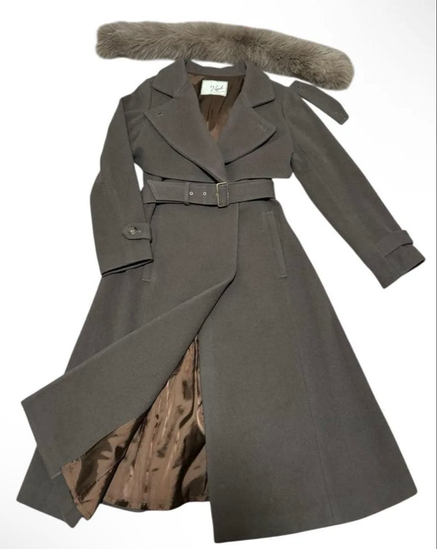 人気コート欠品無しNoela 2WAY カラーウールトレンチコート（茶） S