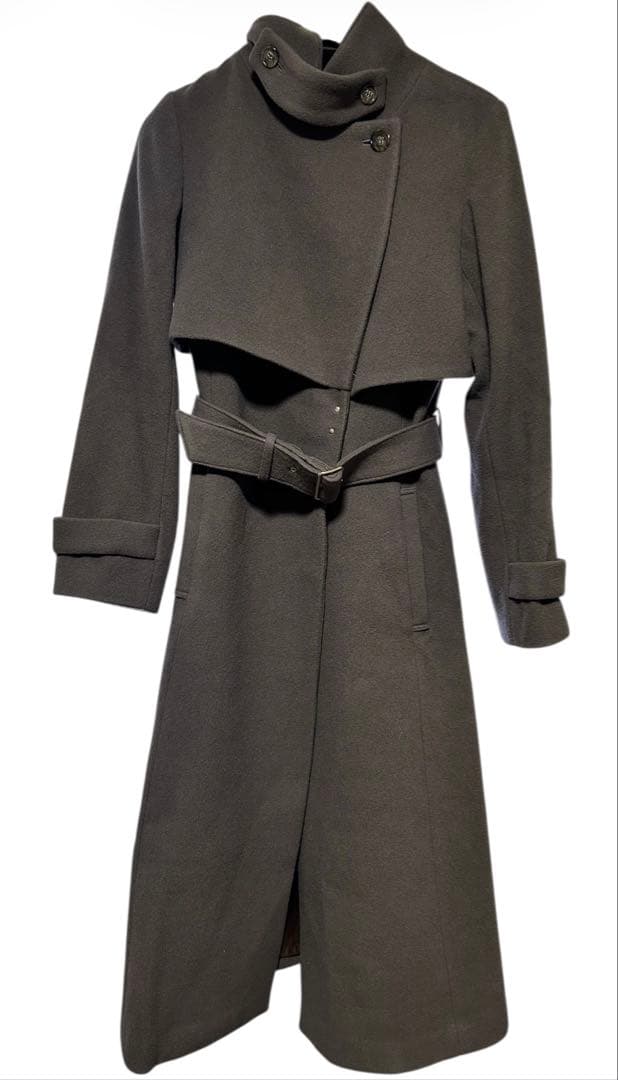 人気コート欠品無しNoela 2WAY カラーウールトレンチコート（茶） S