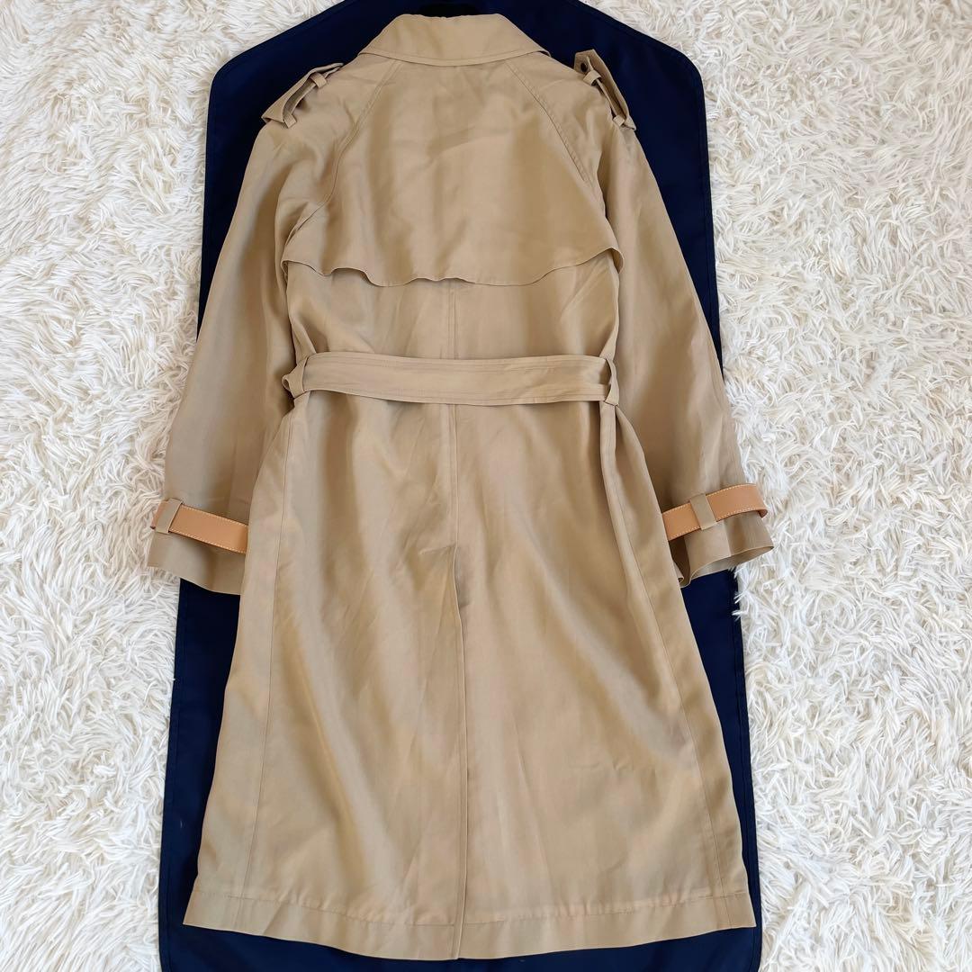 未使用級　ルイヴィトン　トレンチコート　ダミエ　レザーベルト　金ボタン　ベージュ