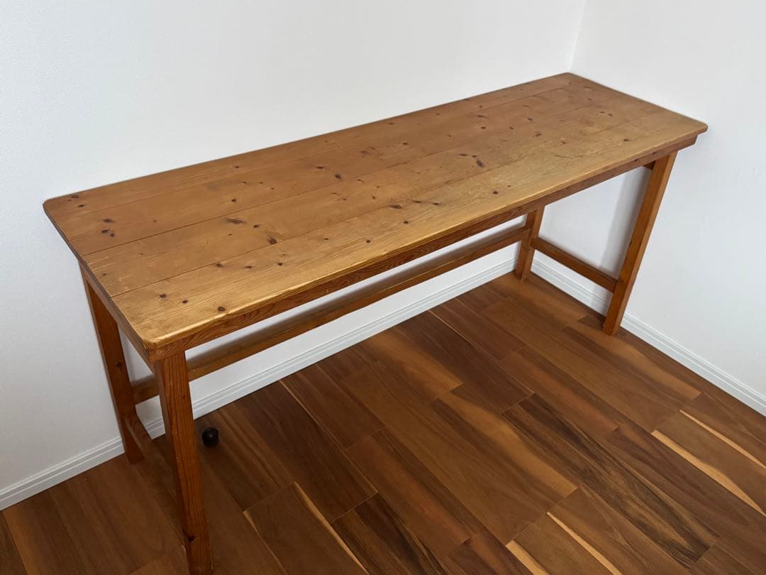 木製長机 什器 作業台 W160×D50×H75ライトブラウン ナチュラル北欧