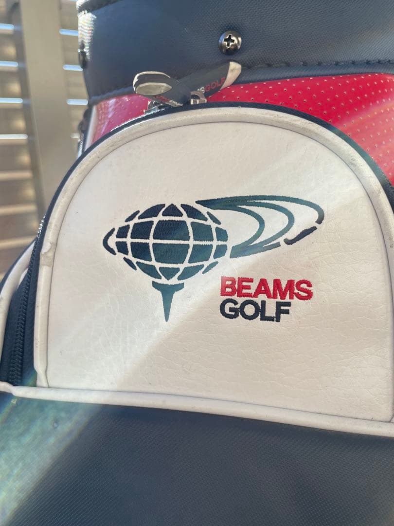 BEAMS GOLF キャディバッグ ホワイト/レッド/ネイビー