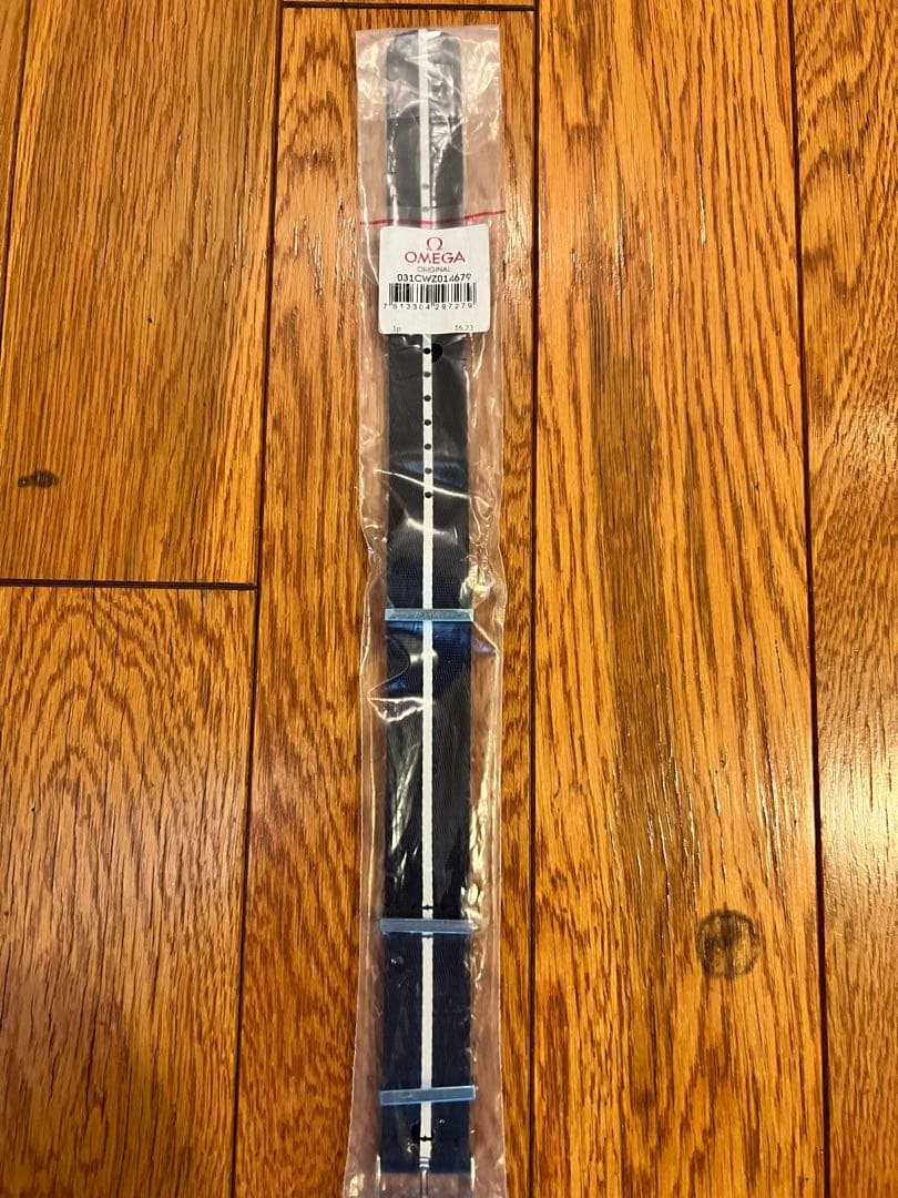 【未使用】 OMEGA NATOストラッ﻿プ ポリアミド,ブルー＆ホワイ﻿ト